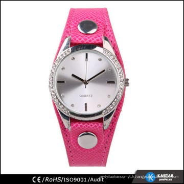 Montre au diamant diamant diamant Movt en acier inoxydable dos femmes